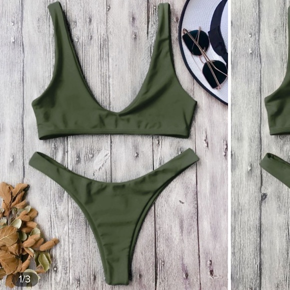 Zaful Other - Army green bathing suit